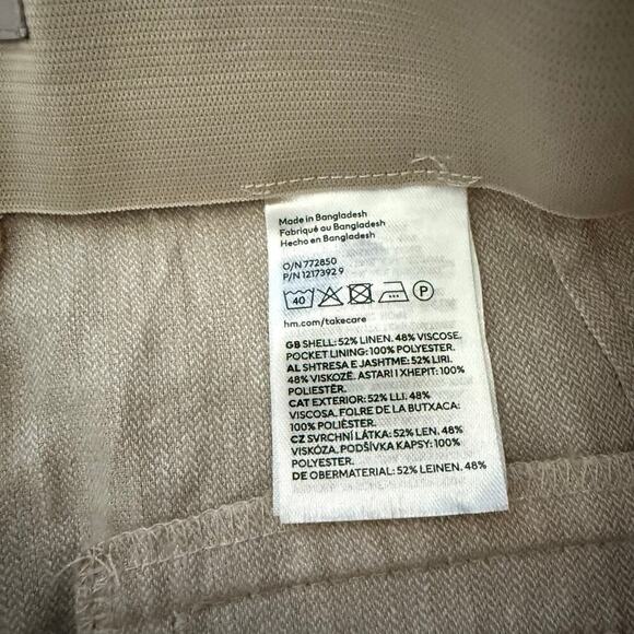 H&M Linen Blend Casual Straight Leg Old Money Basic Office Wear Women Pants - Picture 10 of 10